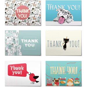 (24pcs) Thank You Cards Set, Includes Blank Cards & Envelopes with Stickers, 4x6